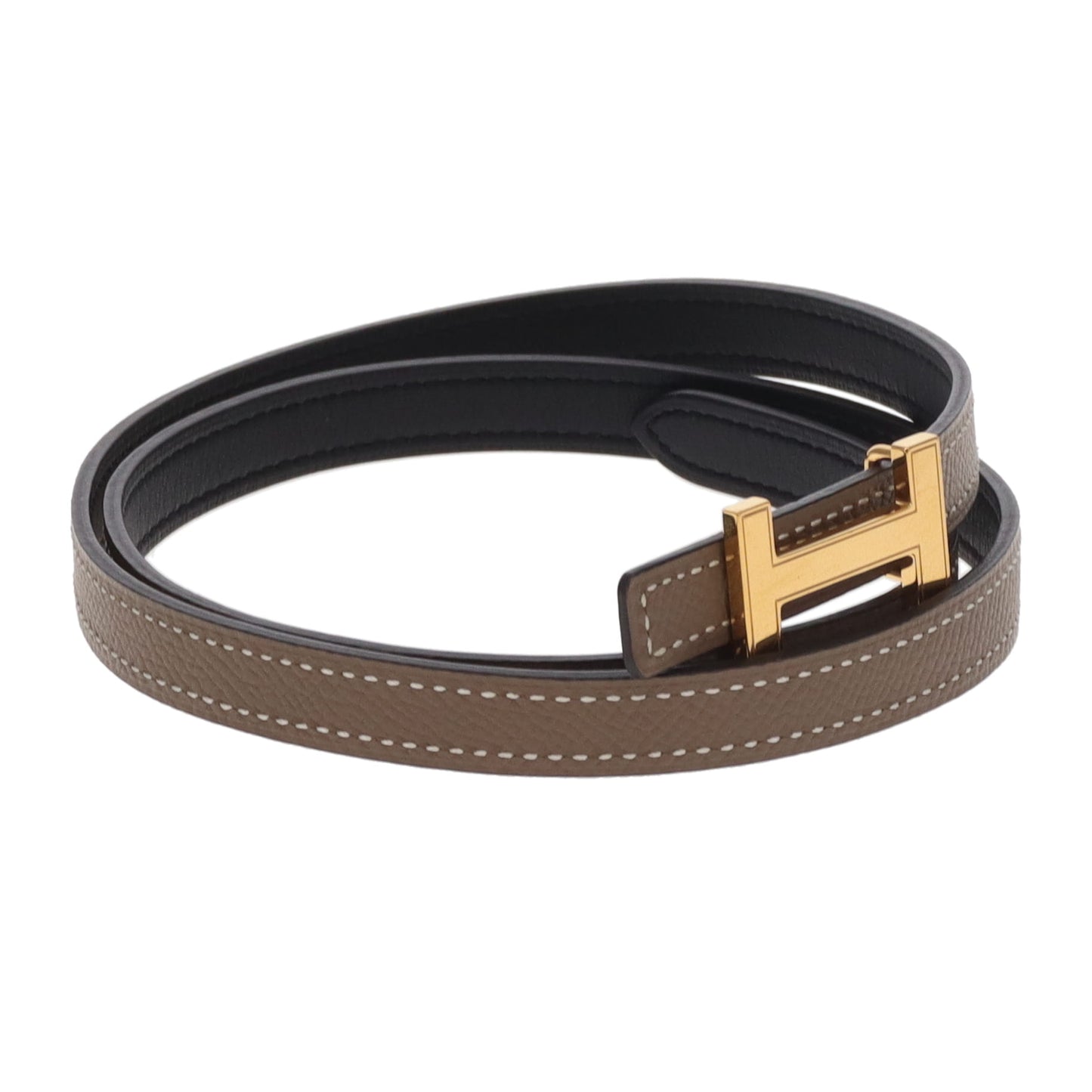 Hermes 13mm Belt with Focus Buckle Noir/Etoupe 75mm