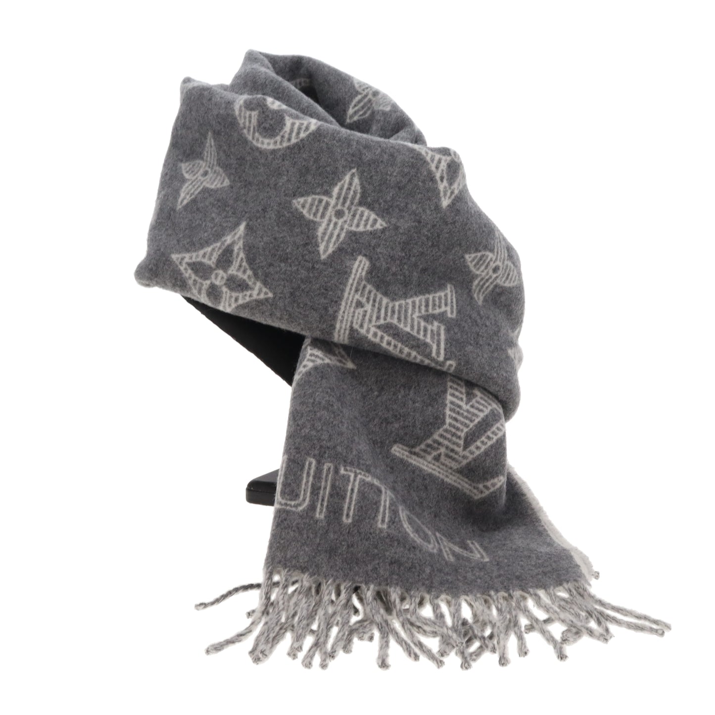 Louis Vuitton Shadow Scarf Grey 90% Wool 10% Cashmere