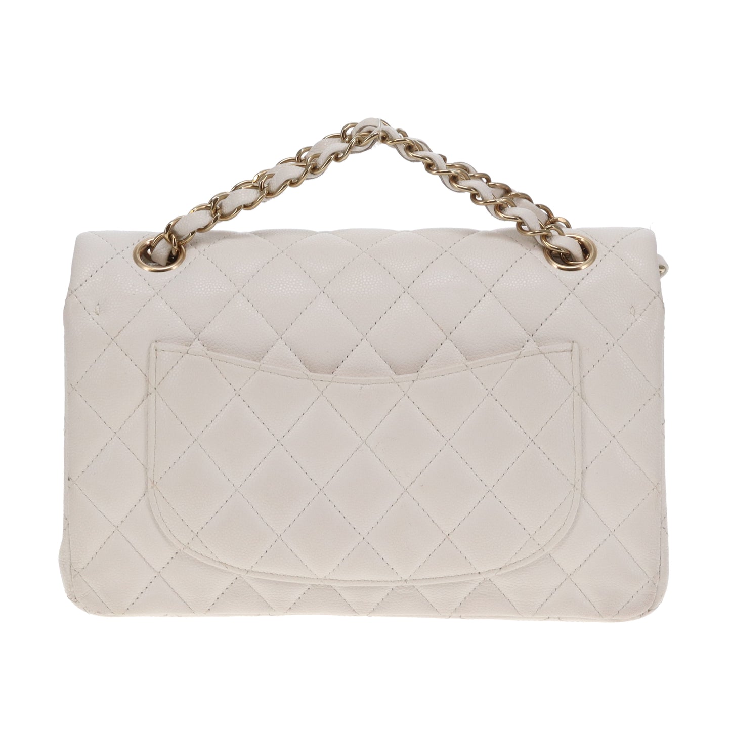 Chanel Classic Double Flap Small White Caviar GHW (NFID)