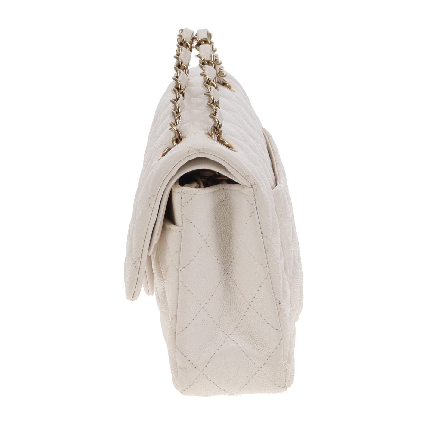 Chanel Classic Double Flap Small White Caviar GHW (NFID)