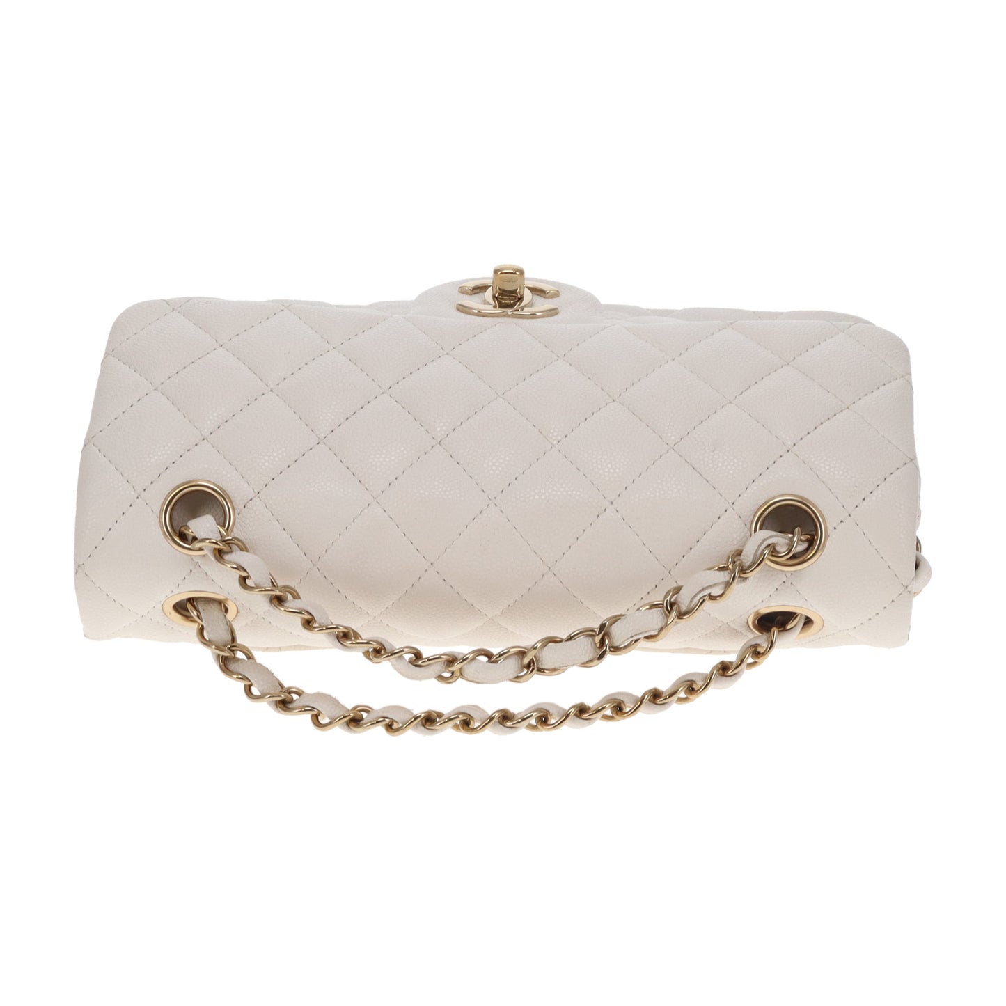 Chanel Classic Double Flap Small White Caviar GHW (NFID)