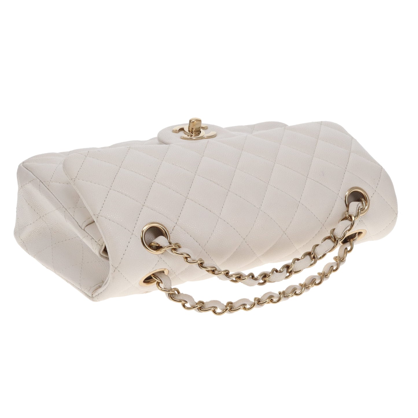 Chanel Classic Double Flap Small White Caviar GHW (NFID)