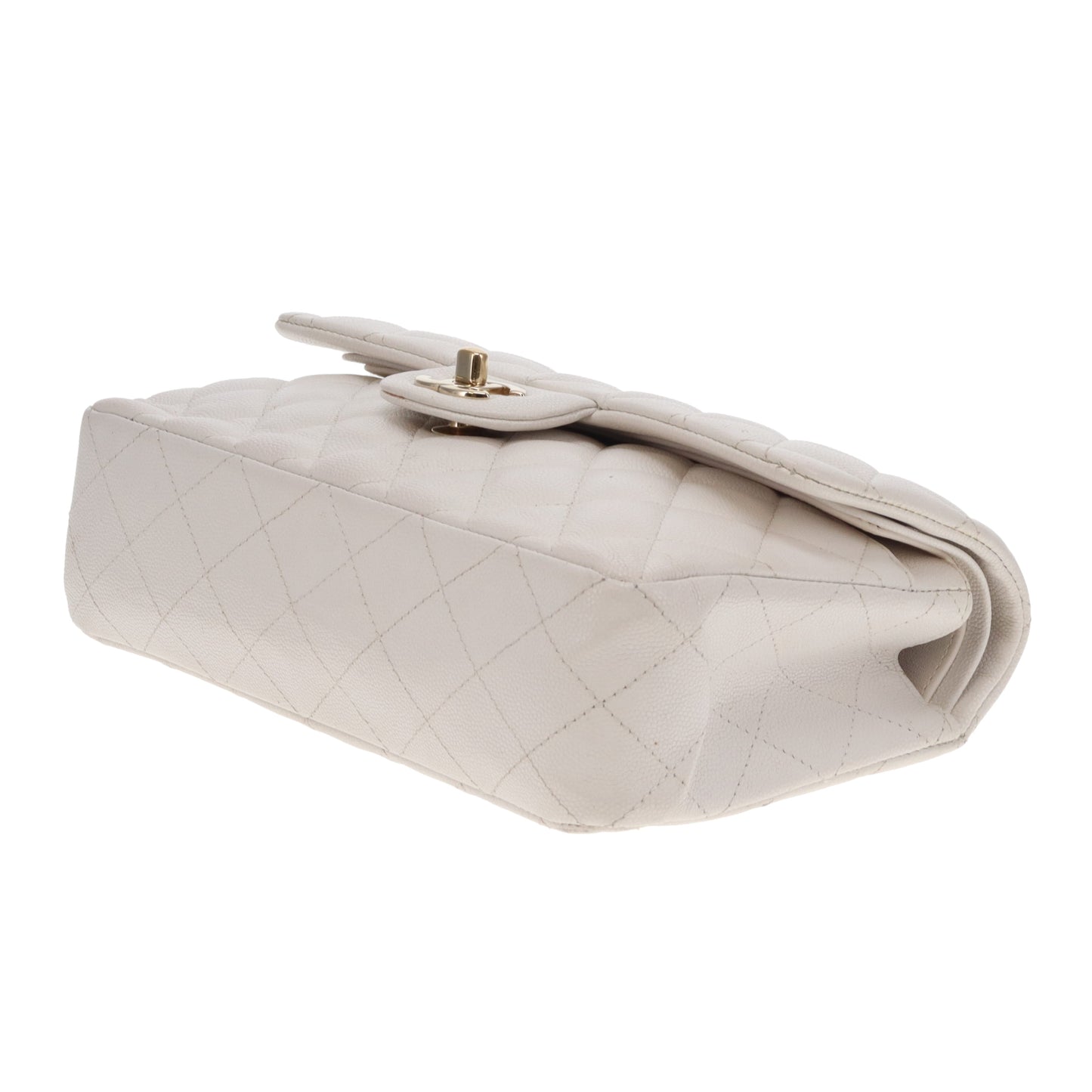 Chanel Classic Double Flap Small White Caviar GHW (NFID)