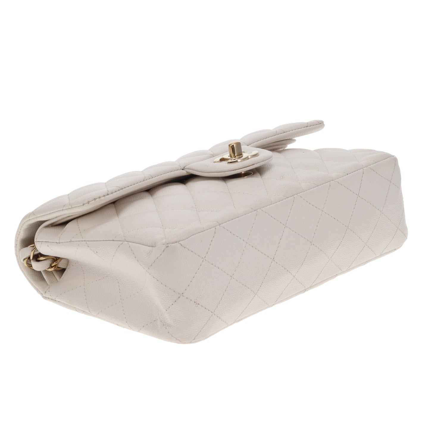 Chanel Classic Double Flap Small White Caviar GHW (NFID)