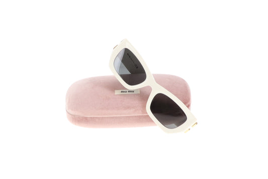 Miu Miu Miu Glimpse Sunglasses White with Gold Logo Arm