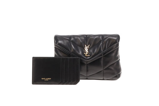 Saint Laurent Loulou Puffer Clutch with Card Holder Black GHW 2024