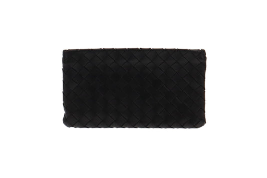 Bottega Veneta Black Intrecciato Medium Pouch Clutch Bag