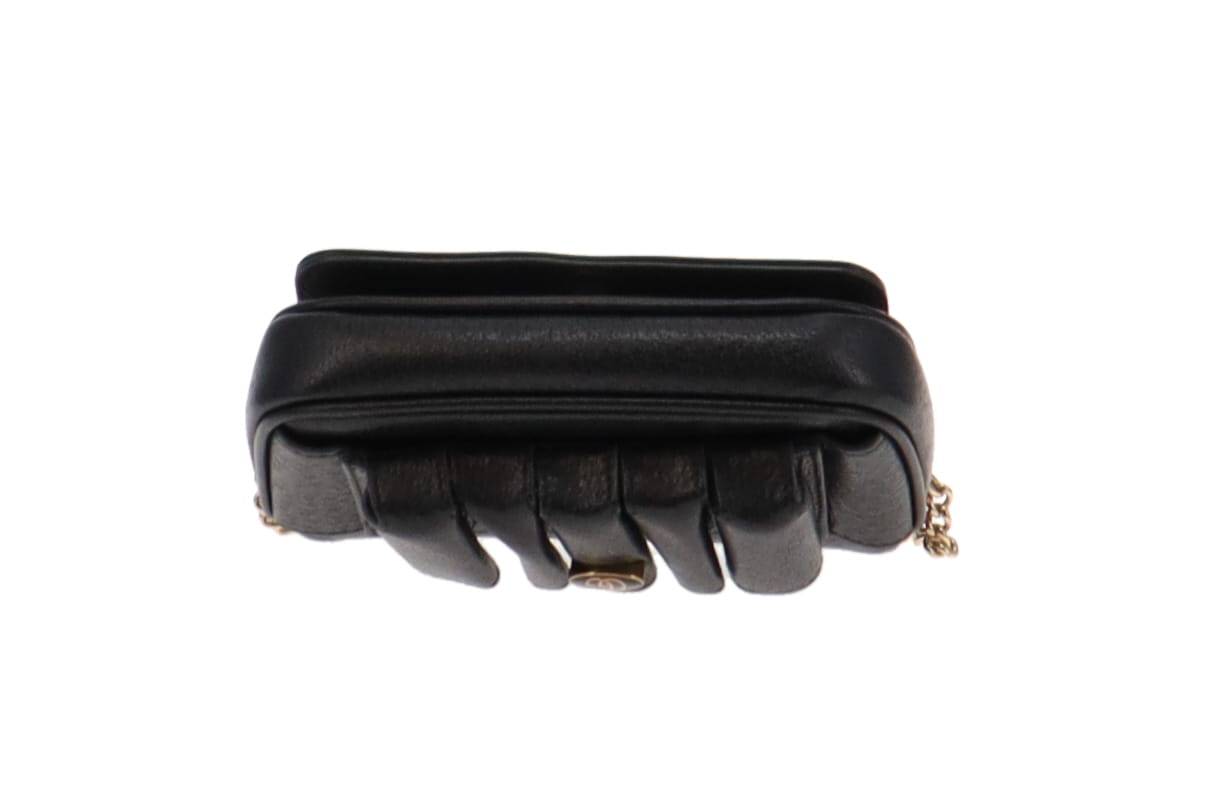 Gucci SS20 Runway Black Leather Lipstick Holder Clutch on Chain