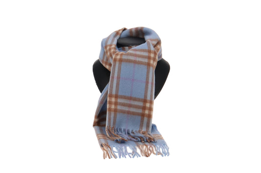 Burberry Blue Check 100% Cashmere Scarf