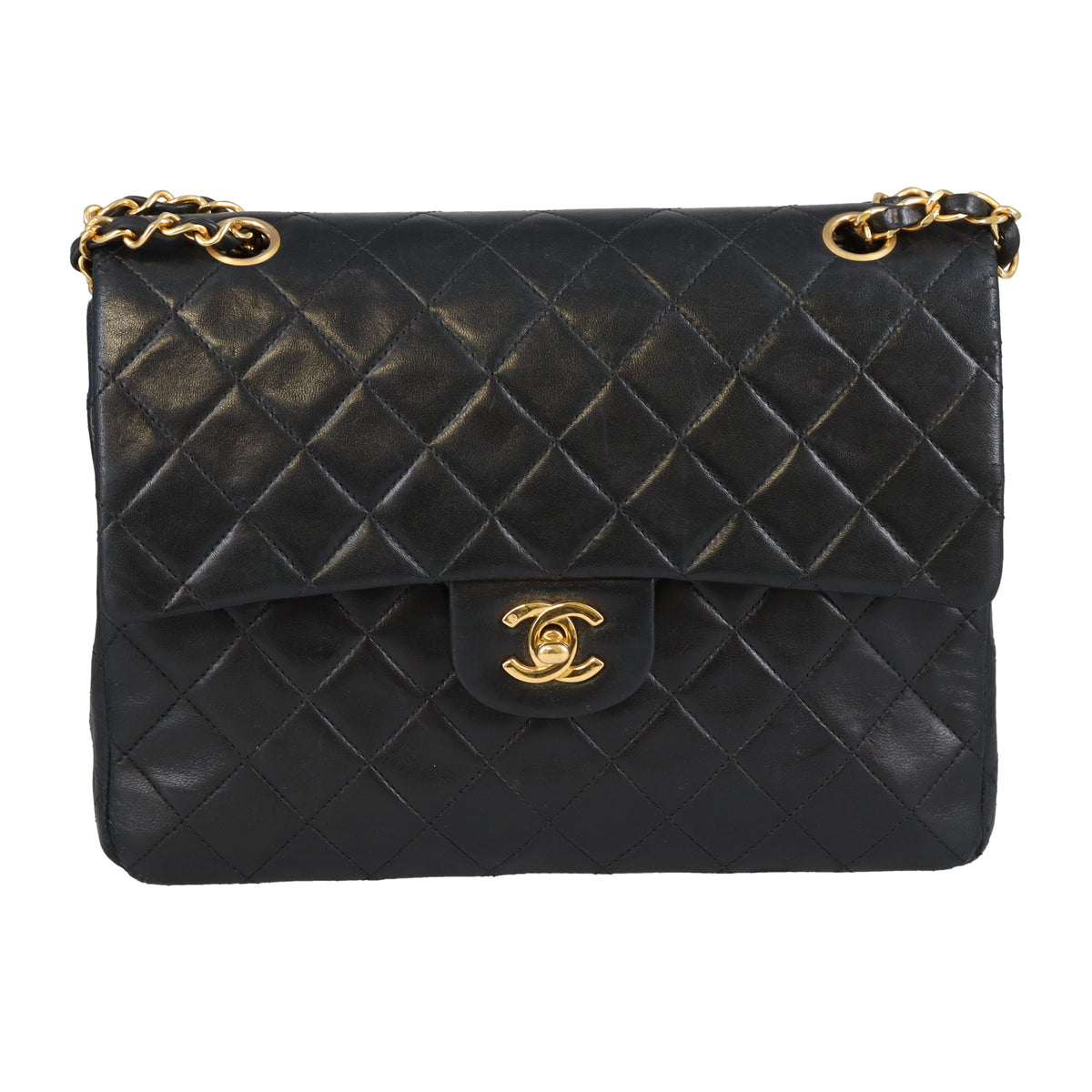 Chanel Classic Double Flap Medium Square Black Gold HW 89/91
