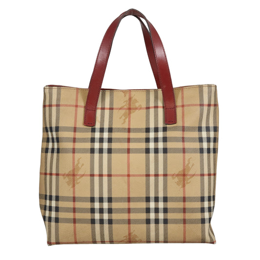Burberry Tote Coated Canvas and Red Leather Trim Vintage