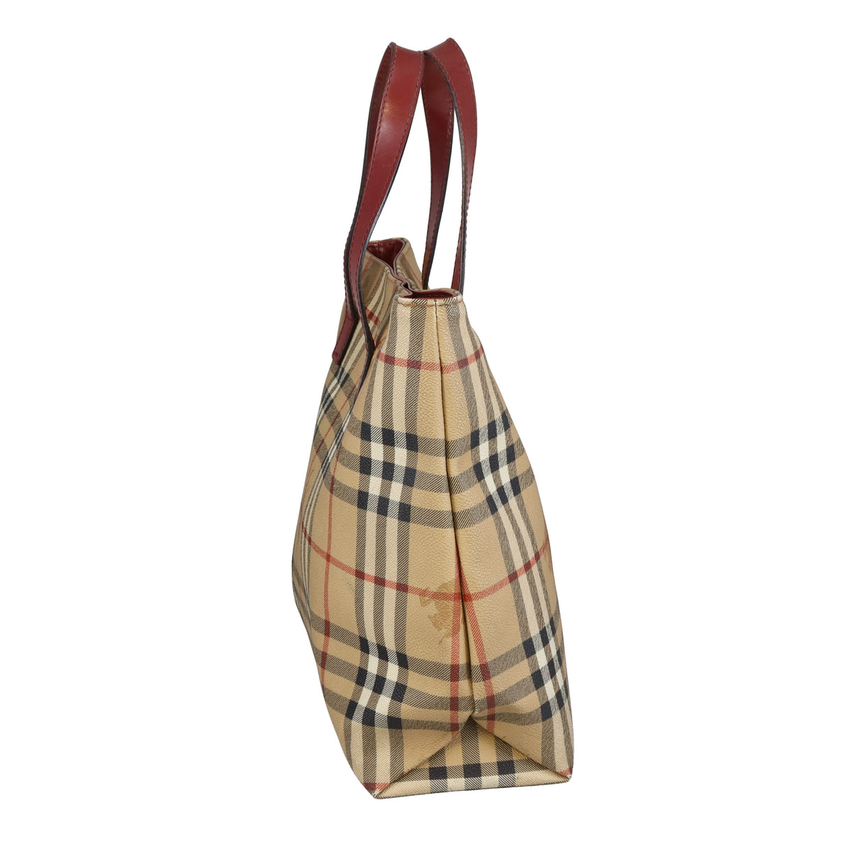 Burberry Tote Coated Canvas and Red Leather Trim Vintage