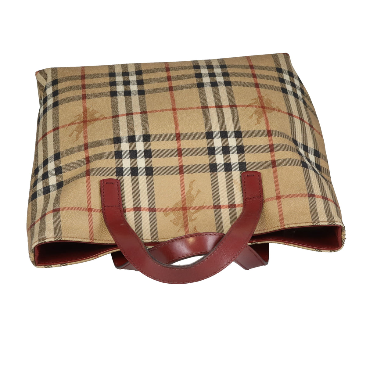 Burberry Tote Coated Canvas and Red Leather Trim Vintage