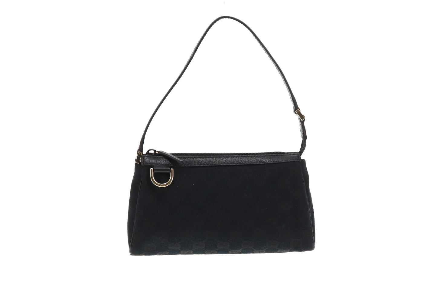 Gucci Abbey D-Ring Pochette Black GG Canvas and Leather