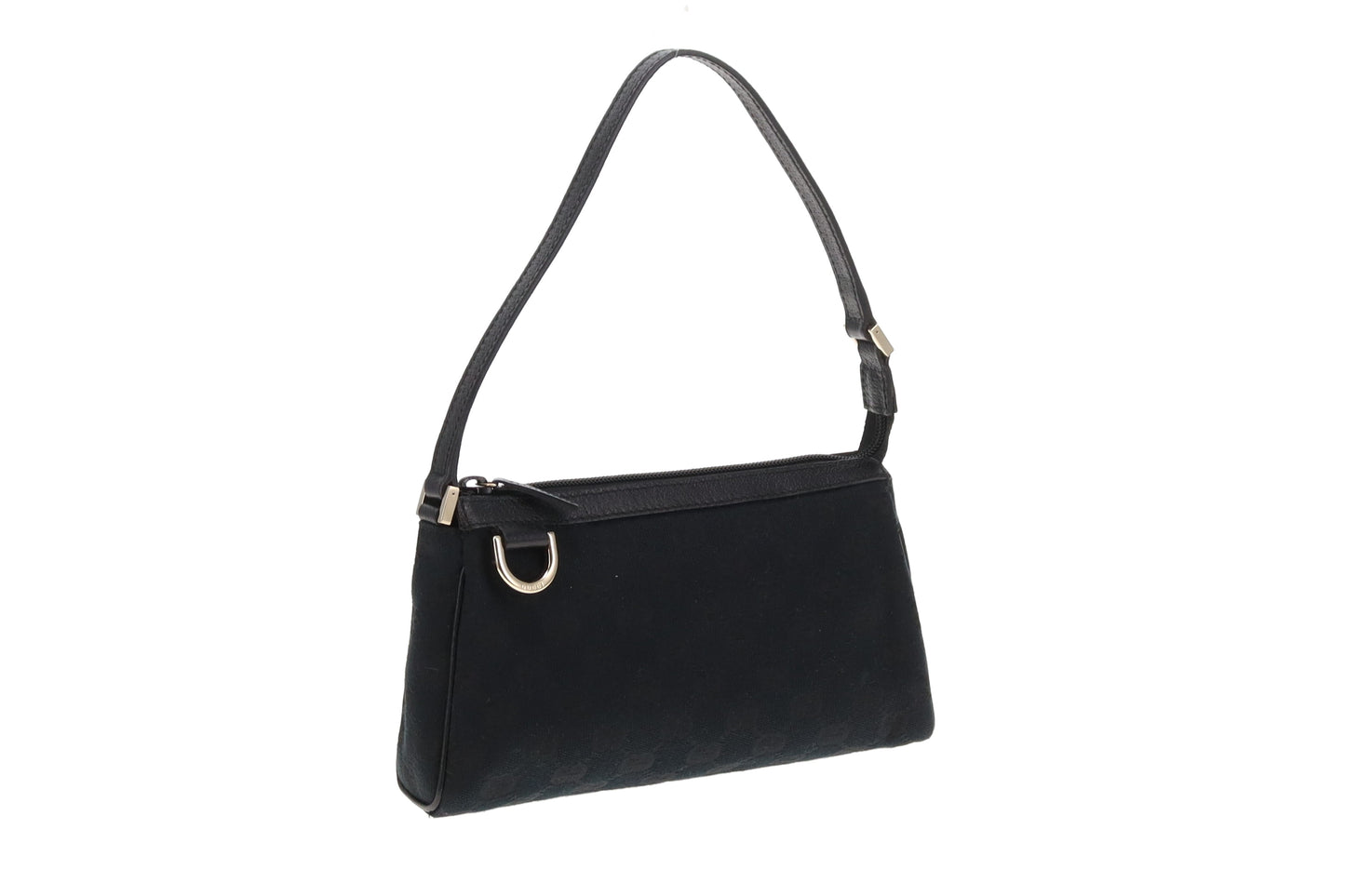 Gucci Abbey D-Ring Pochette Black GG Canvas and Leather