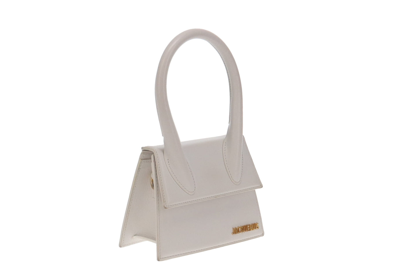 Jacquemus White Leather Le Chiquito Moyen Bag with Strap