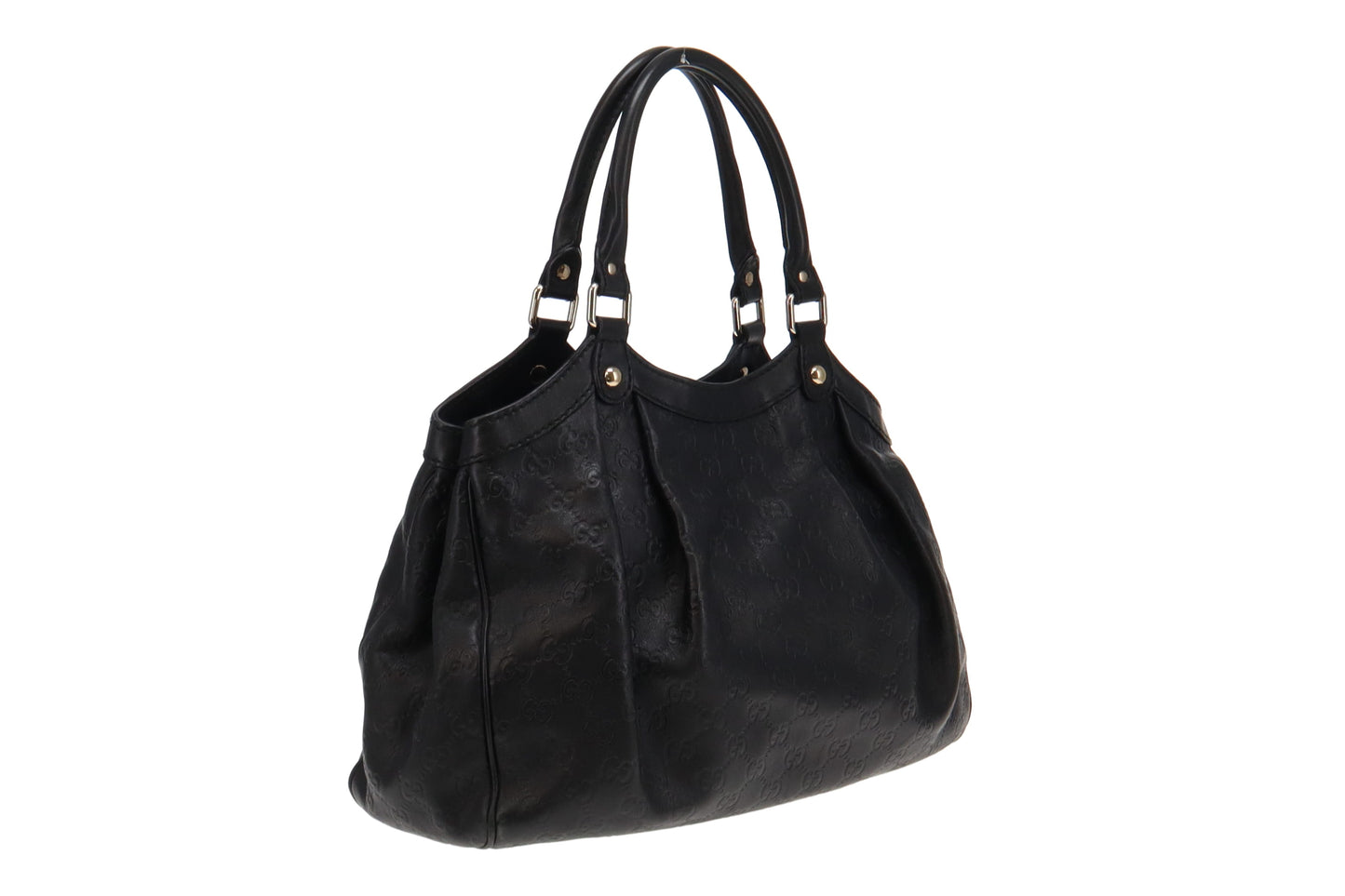 Gucci Black Guccissima Leather Classic Sukey Tote Bag