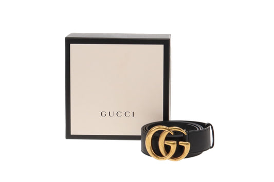 Gucci Black Leather 4cm Re-Edition Marmont Belt RRP €420