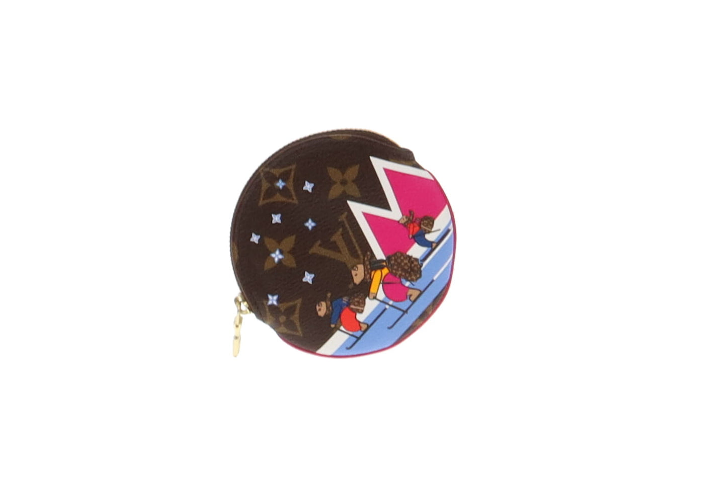 Louis Vuitton Bears on Skis Round Coin Purse Xmas Animation TA3188