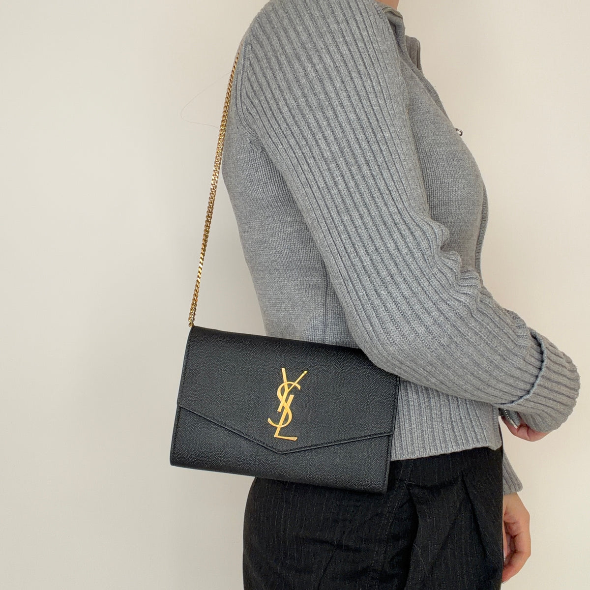 Saint Laurent Uptown Chain wallet Small Black