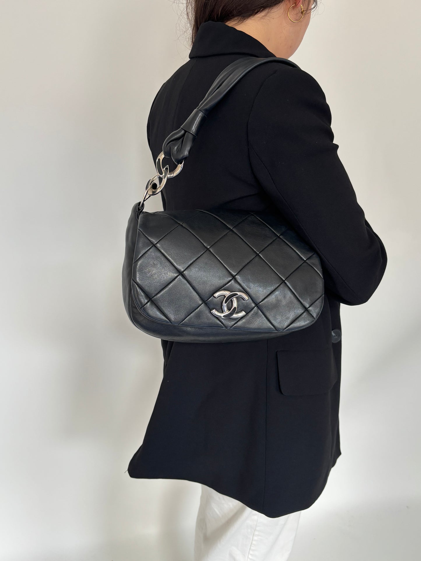 Chanel Black Lambskin SHW Soft Handle Seasonal Flap Bag 2006/08
