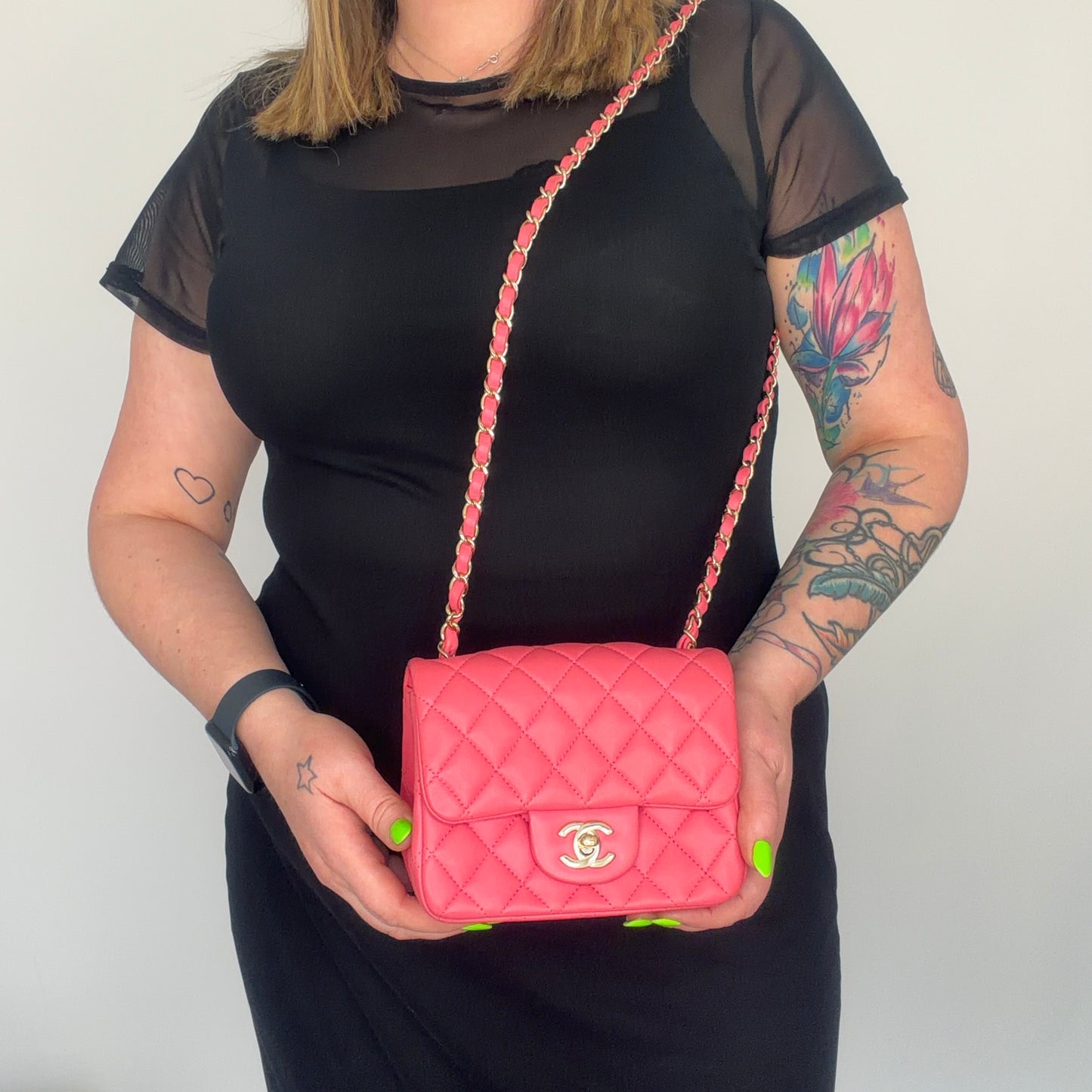 Chanel  Classic Mini Square Flap Pink Lambskin GHW 2020