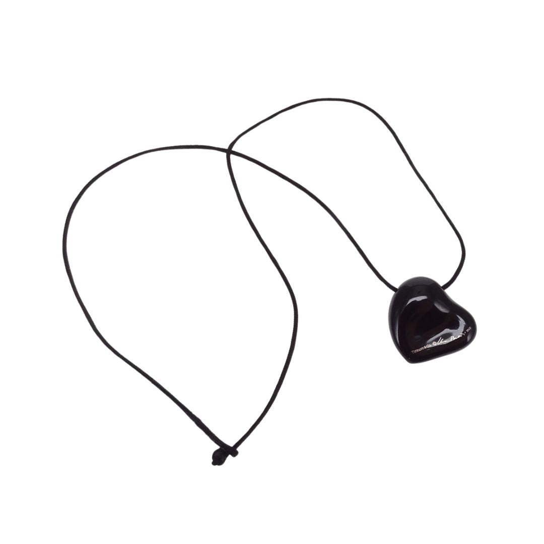 Tiffany & Co Full Heart Pendant Elsa Peretti Ruthenium & Copper On Rope