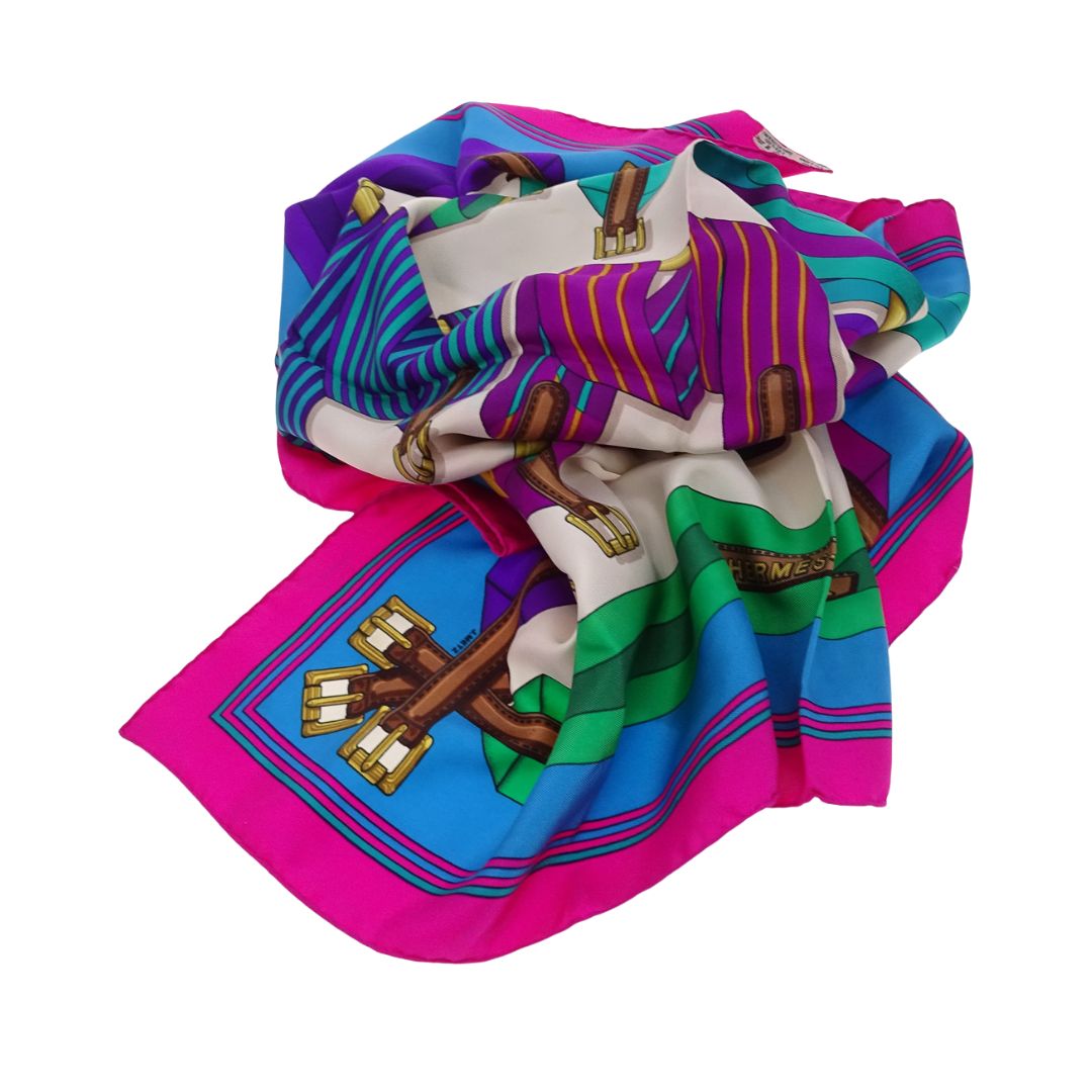 Hermes Les Sangles Scarf 90 100% Silk