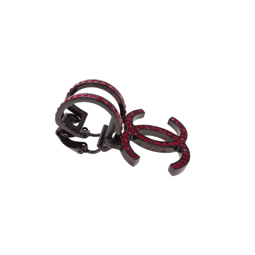 Chanel Red CC Cuff Clip On Single Earring 2017