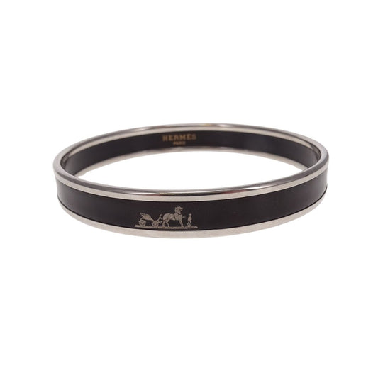 Hermes Printed Enamel Bangle Narrow Black Small