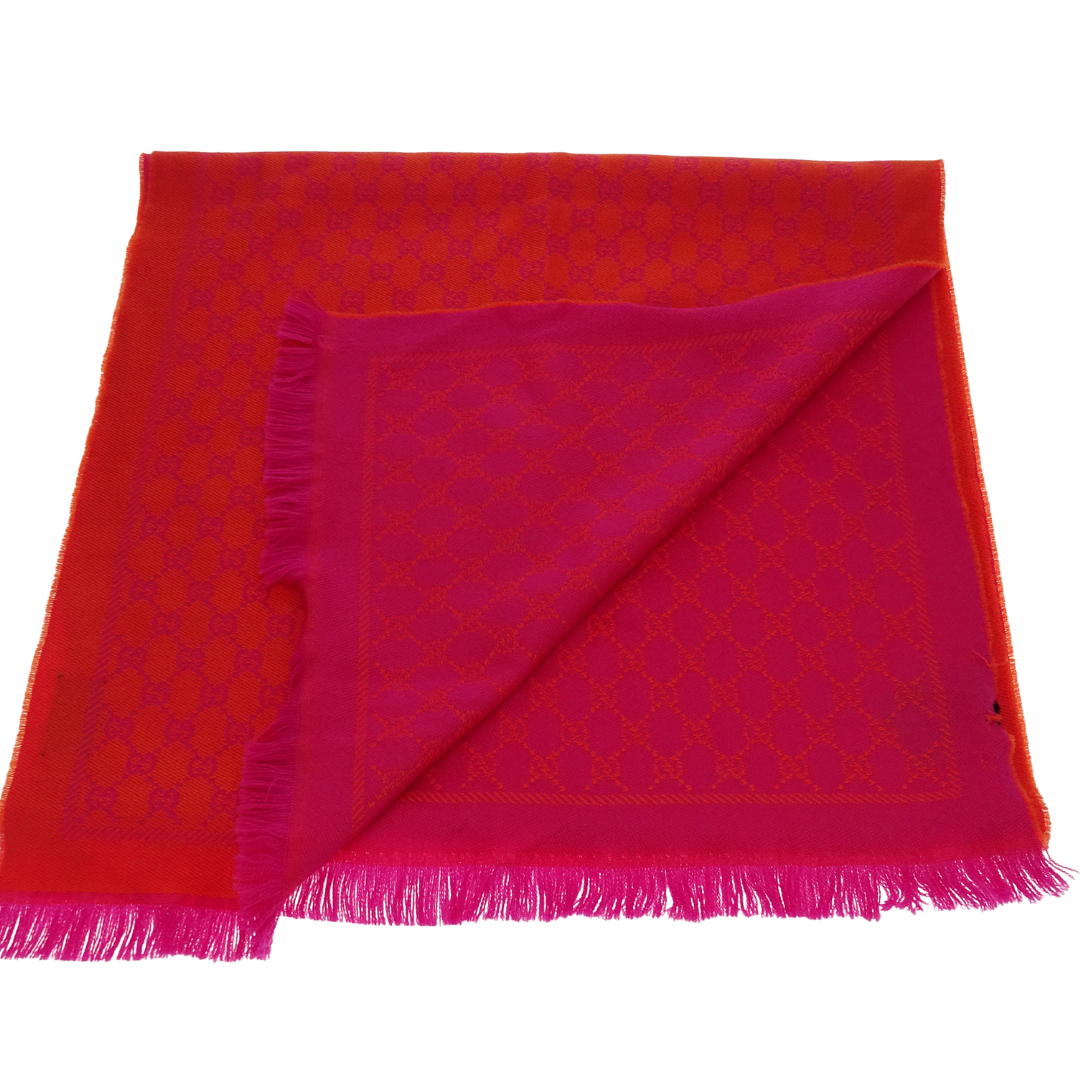Gucci Scarf 100% Wool Pink/Orange