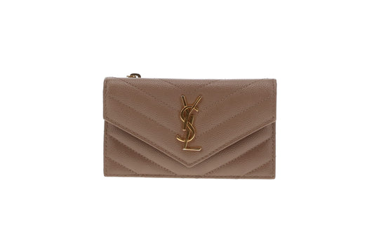 Saint Laurent Taupe Grain De Poudre Fragements Card Case 2022