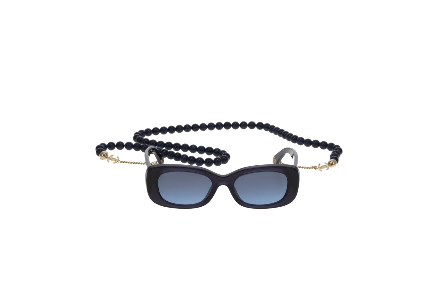 Chanel Sunglasses on Beaded Chain Navy 5488