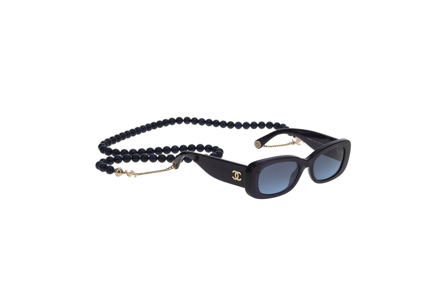 Chanel Sunglasses on Beaded Chain Navy 5488