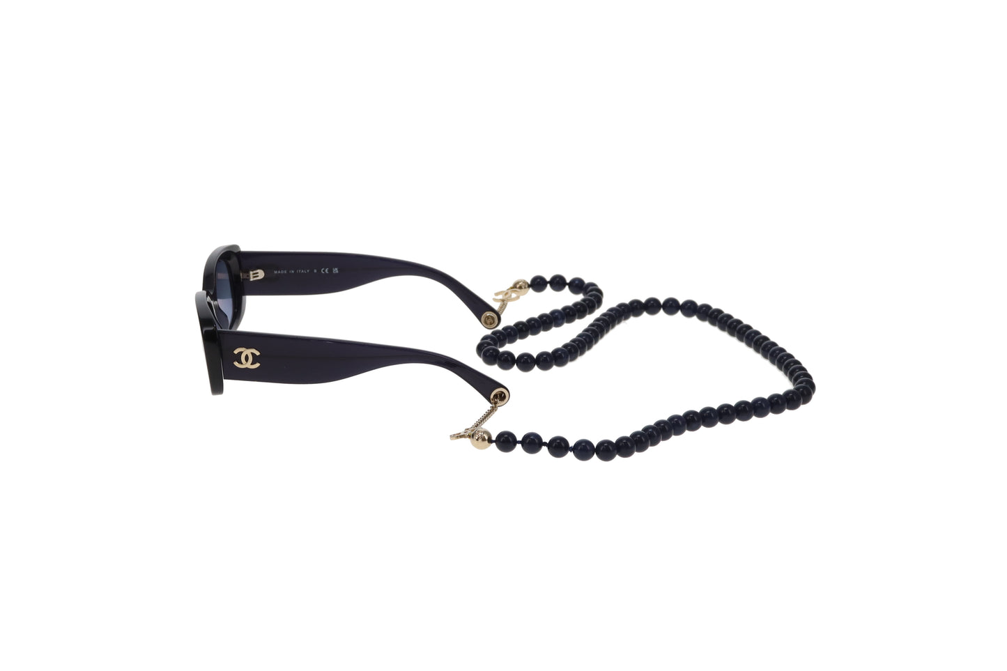 Chanel Sunglasses on Beaded Chain Navy 5488