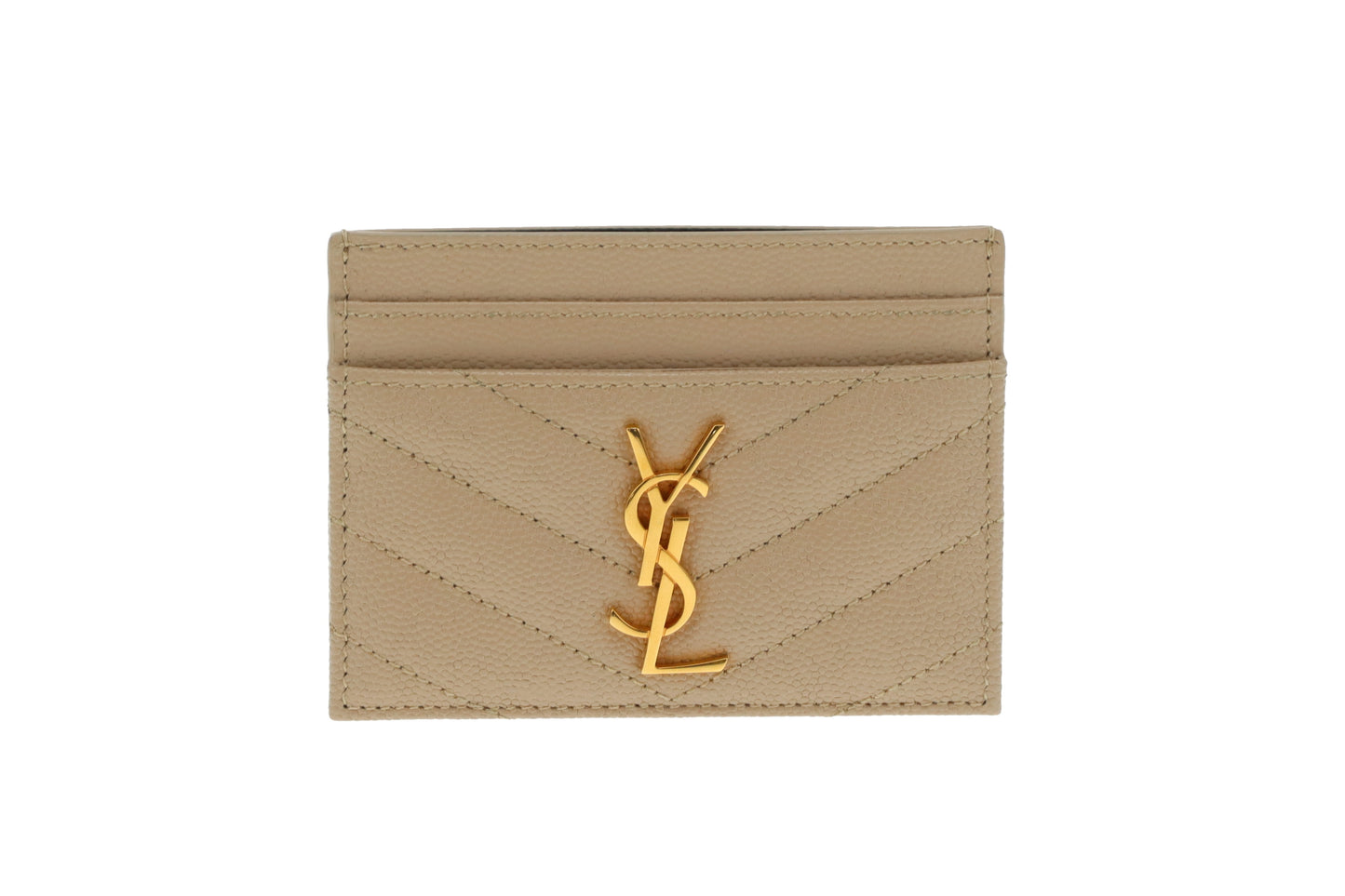 Saint Laurent Card Holder Dark Beige GHW 2022