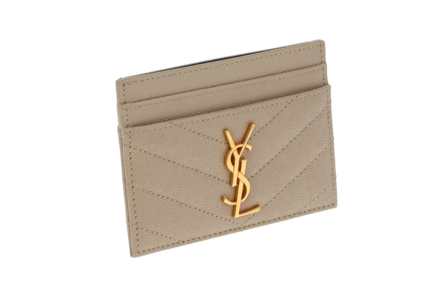 Saint Laurent Card Holder Dark Beige GHW 2022