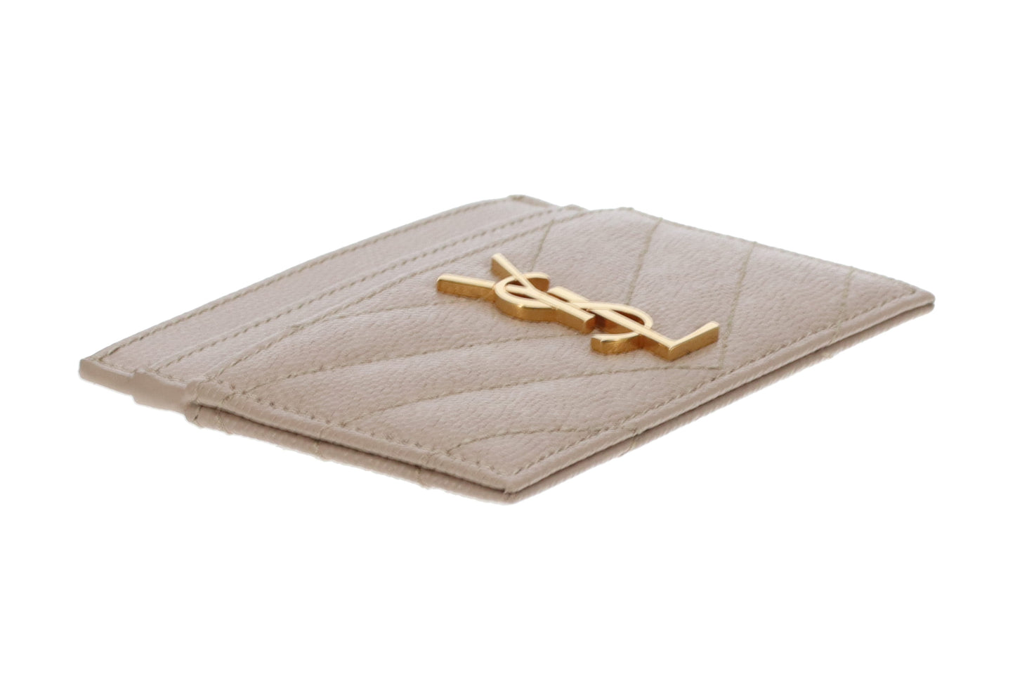 Saint Laurent Card Holder Dark Beige GHW 2022