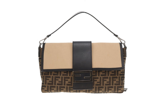 Fendi Baguette Large Convertible Belt Bag Zucca and Canvas