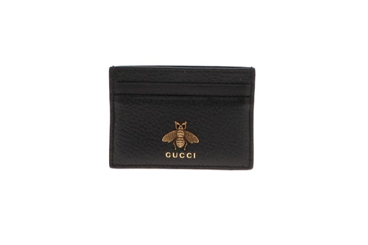 Gucci Black Leather Animalier Card Holder