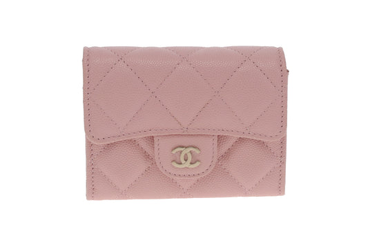 Chanel Pink Sakura Caviar Coin Purse on Chain (NFID)
