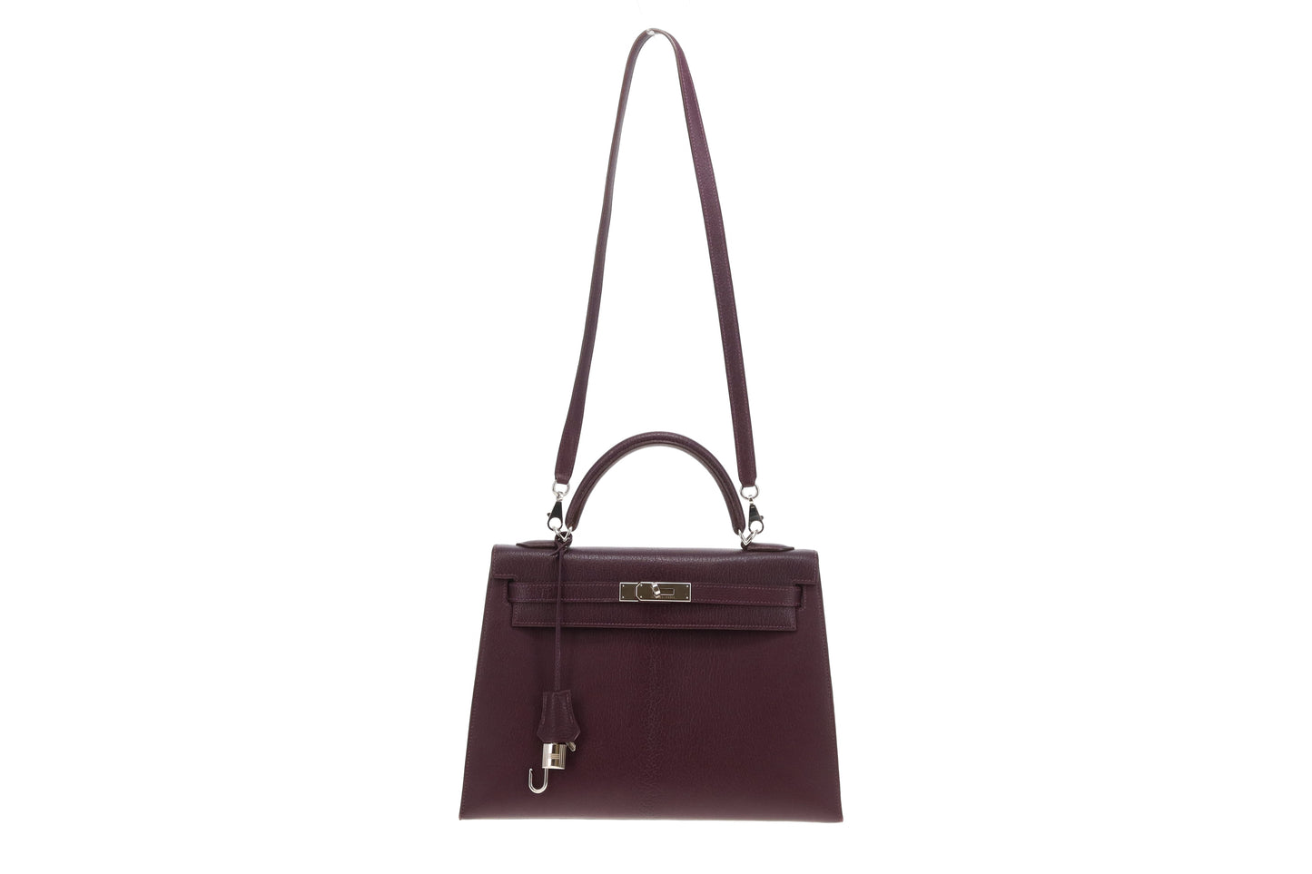 Hermes Kelly 32 Sellier Chevre De Coromandel Raisin PHW 2005