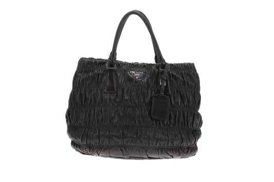 Prada Tote Gaufre Black Leather SHW (missing long strap)