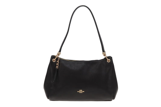 Coach Mia Shoulder Bag Black Grained Leather With Strap GH
