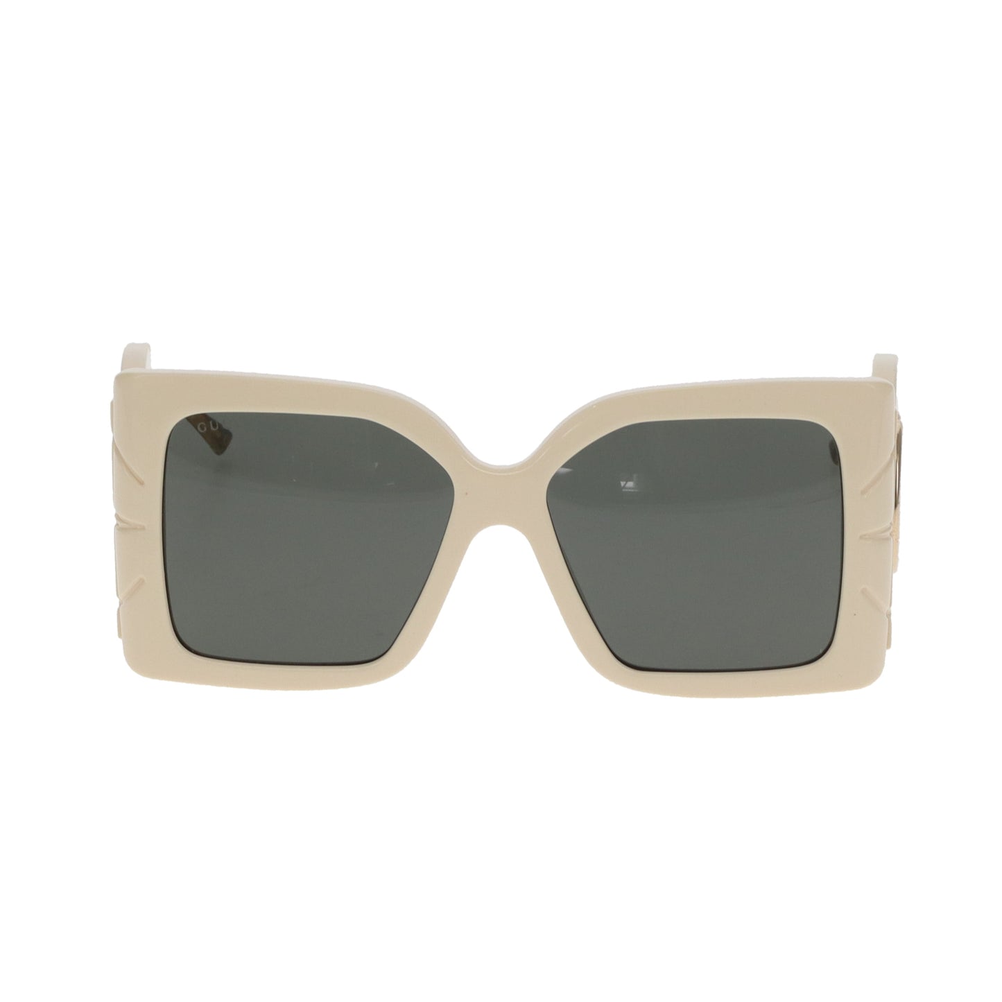 Lunettes de soleil Gucci Monture oversize branche à détail feuille Ivoire