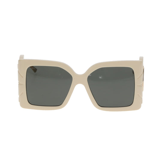 Lunettes de soleil Gucci Monture oversize branche à détail feuille Ivoire