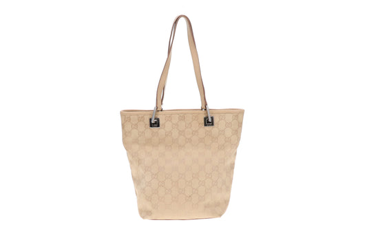 Gucci GG Bucket Bag In Beige Canvas & Leather Vintage