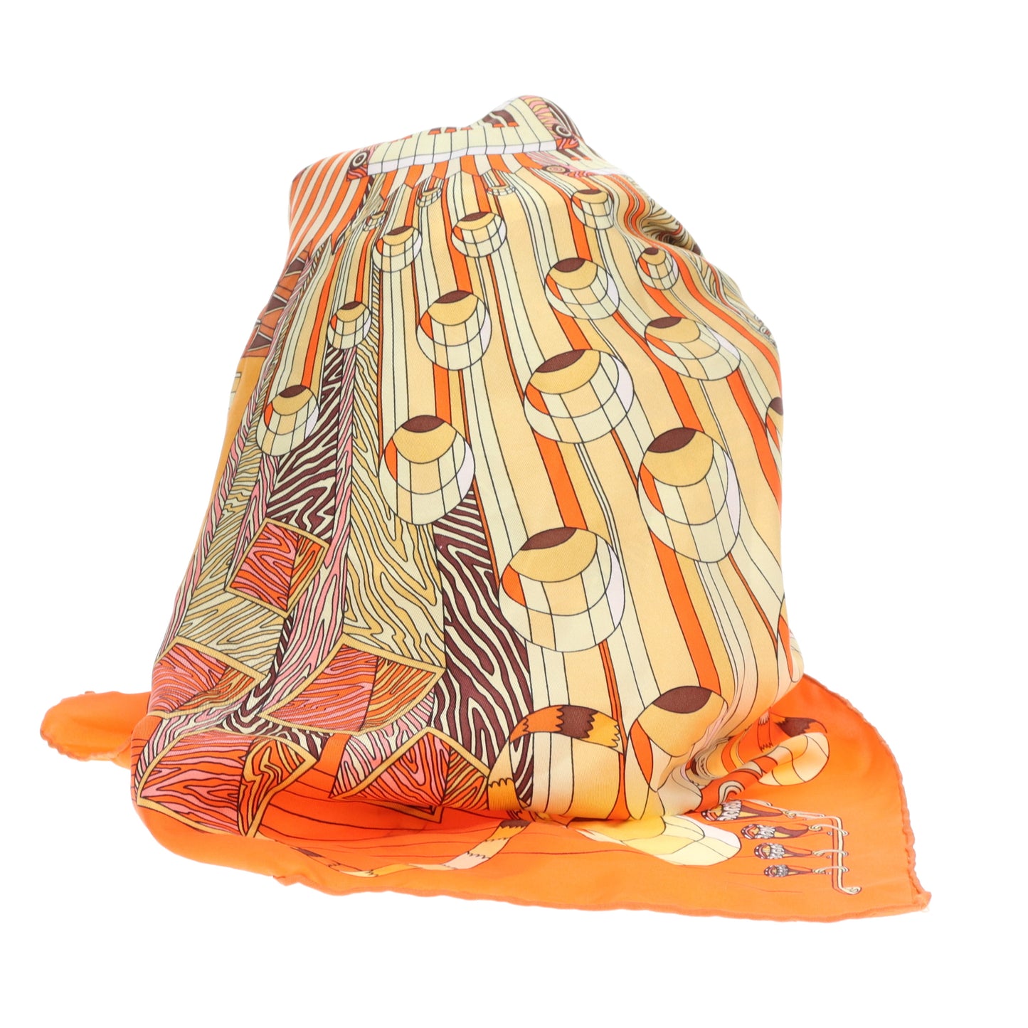 Hermes Point D'Orgue Scarf 90 Orange 100% Silk