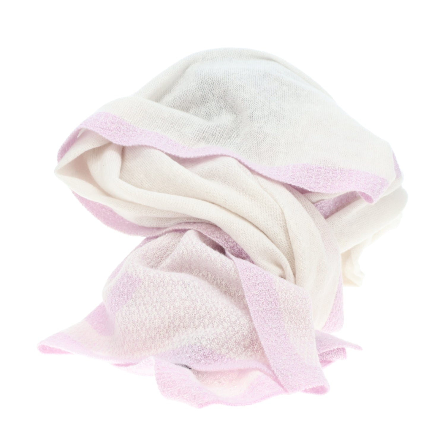 Chanel Scarf Light Wool Blench White/Lilac Glitter