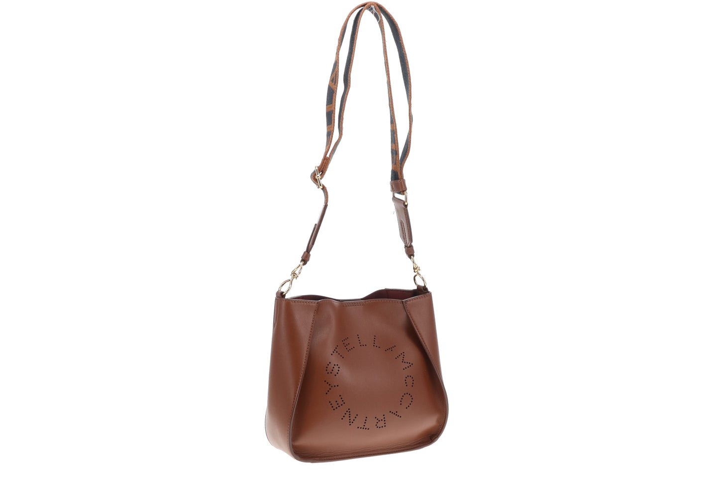 Stella McCartney Logo Crossbody Brown Faux Leather